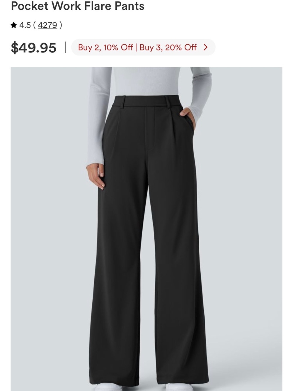 Halara Flex DayStretch High Waisted Pocket Work Flare Pants Black